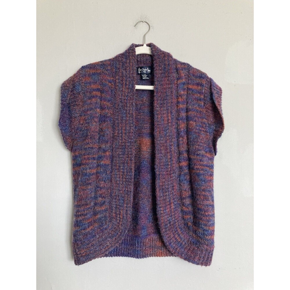 Vintage Le Chois Sweater Vest LARGE Multicolor Purple Wool Acrylic